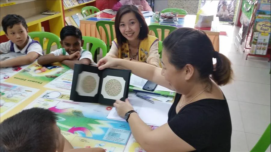 Student getting an eye exam from Eyecon