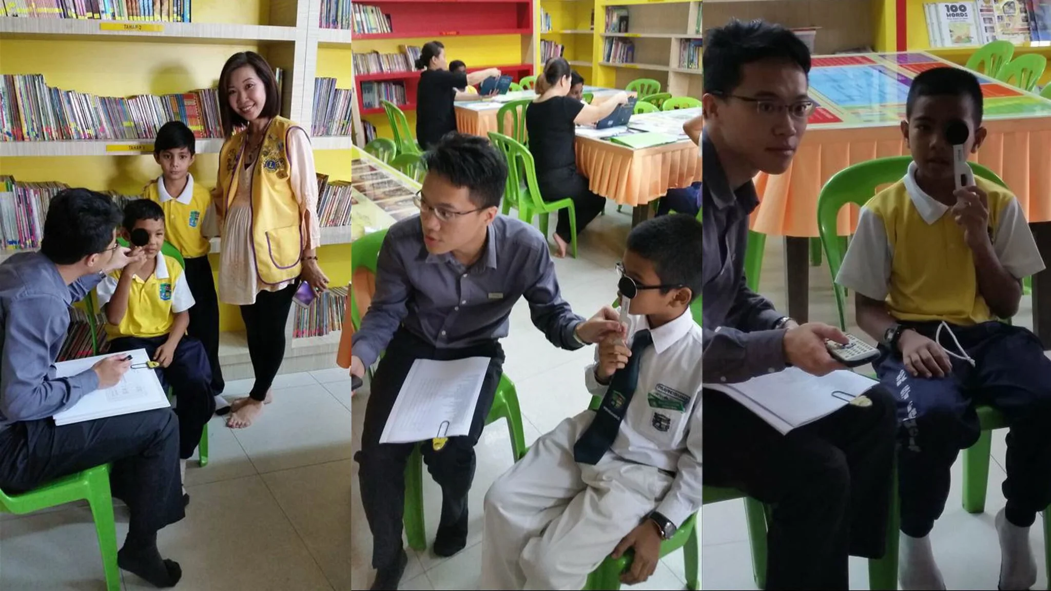 Student getting an eye exam from Eyecon