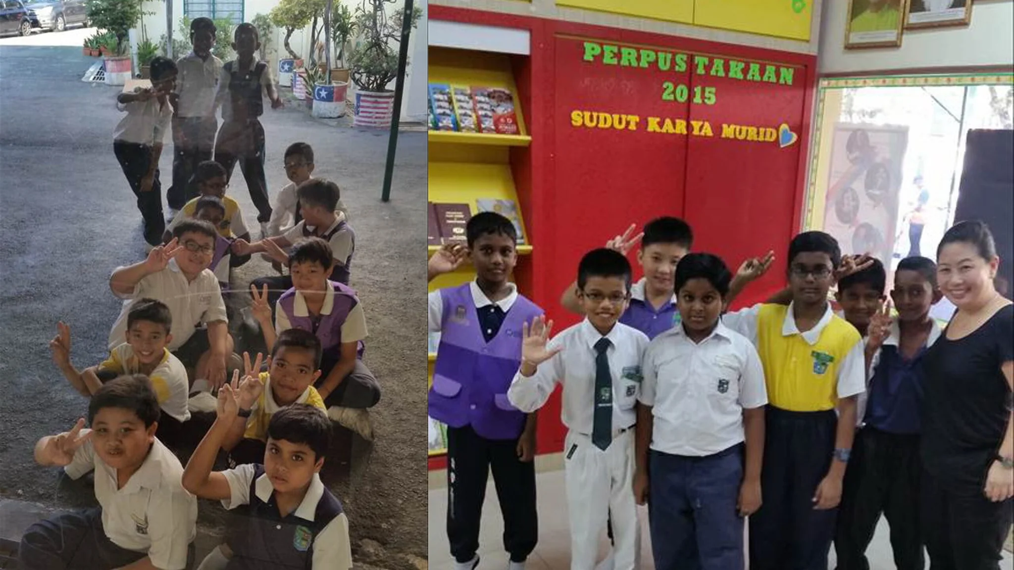 Group of smiling children posing together after receiving free eye care services.
