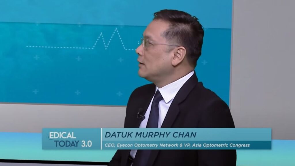 Datuk Dr. Murphy Chan, CEO and Senior Optometrist of Eyecon Optometry Network, was featured in a series of interviews on Bernama News Channel. In these interviews, he shared his expert knowledge and insights on key eye health issues, offering valuable information for the public.